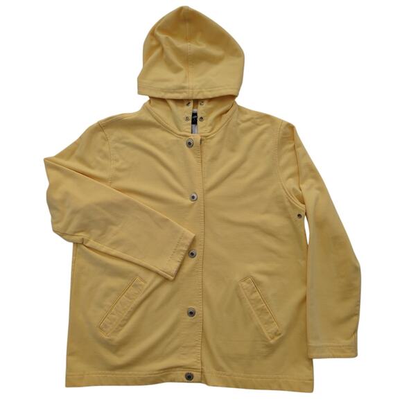 SAG HARBOR SPORT Sunny Yellow Hooded Button Up Jacket Women's Size Petite S - Picture 1 of 6